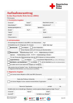 BRK Aufnahmeantrag KWW Hof Vorschau